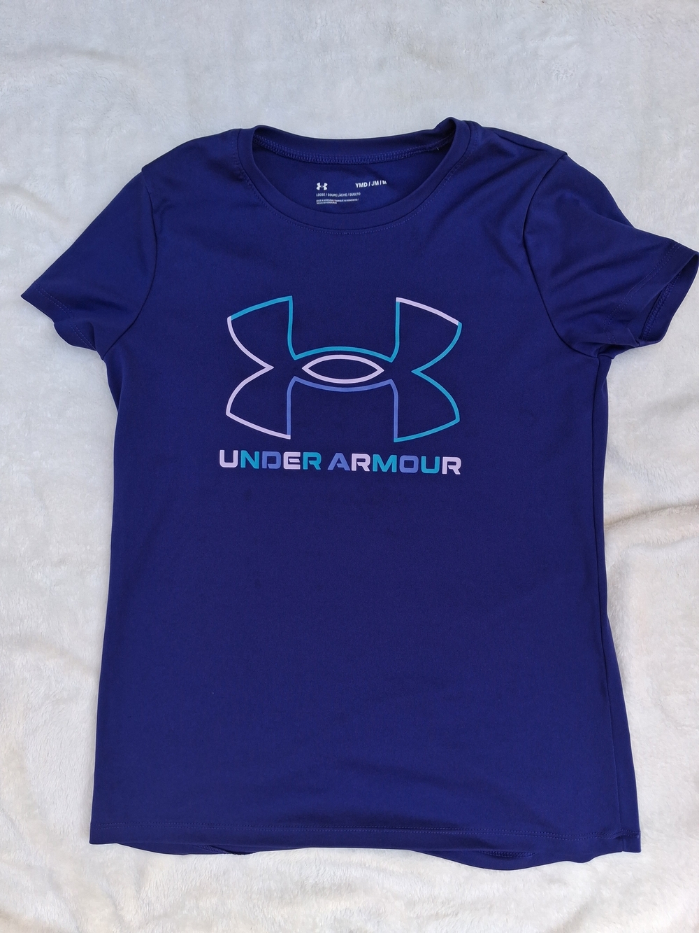 Under Armour Girls Navy Blue Short Sleeve Logo Tee YMD